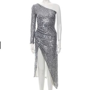 Silver sequin one sleeve gown